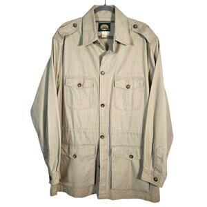 Cabela’s Men’s Khaki Safari Field Jacket Cotton Large Tall Utility Hunting Coat